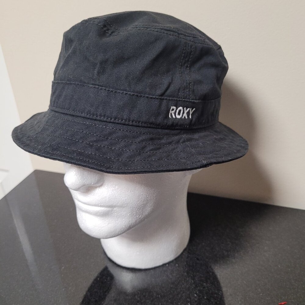 Roxy Women’s Black Bucket Hat Logo Embroidered Casual Beach Surf